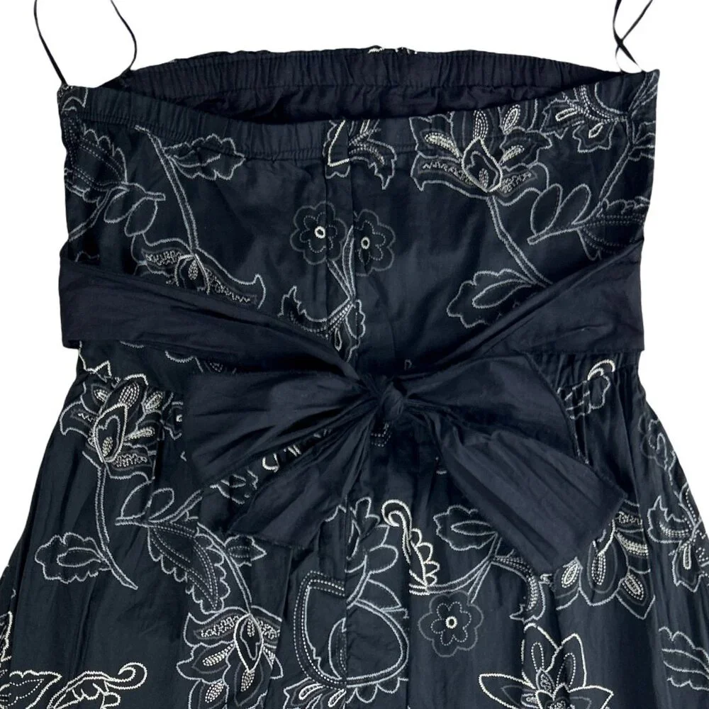 Costa Blanca Y2K Strapless Mini Dress Black Embroidered Floral Bow Coquette Part - Picture 7 of 14